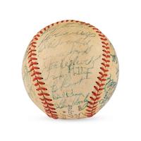 A 1957 World Series Champions Milwaukee Braves Team Signed Autograph Baseball Including Hank Aaron (JSA Letter of Authenticity),