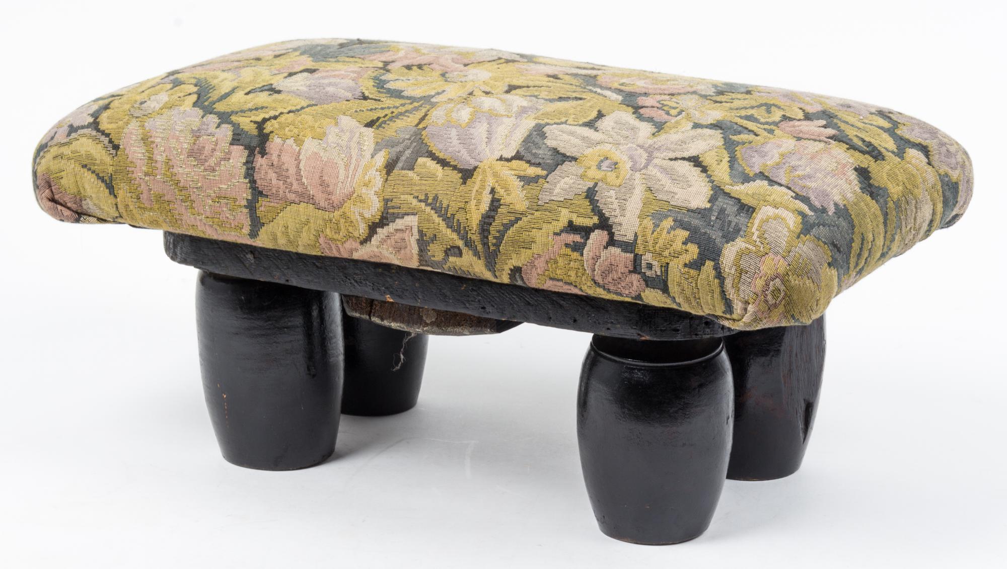 A Biedermeier Style Foot Stool Width 19 1/2 inches.