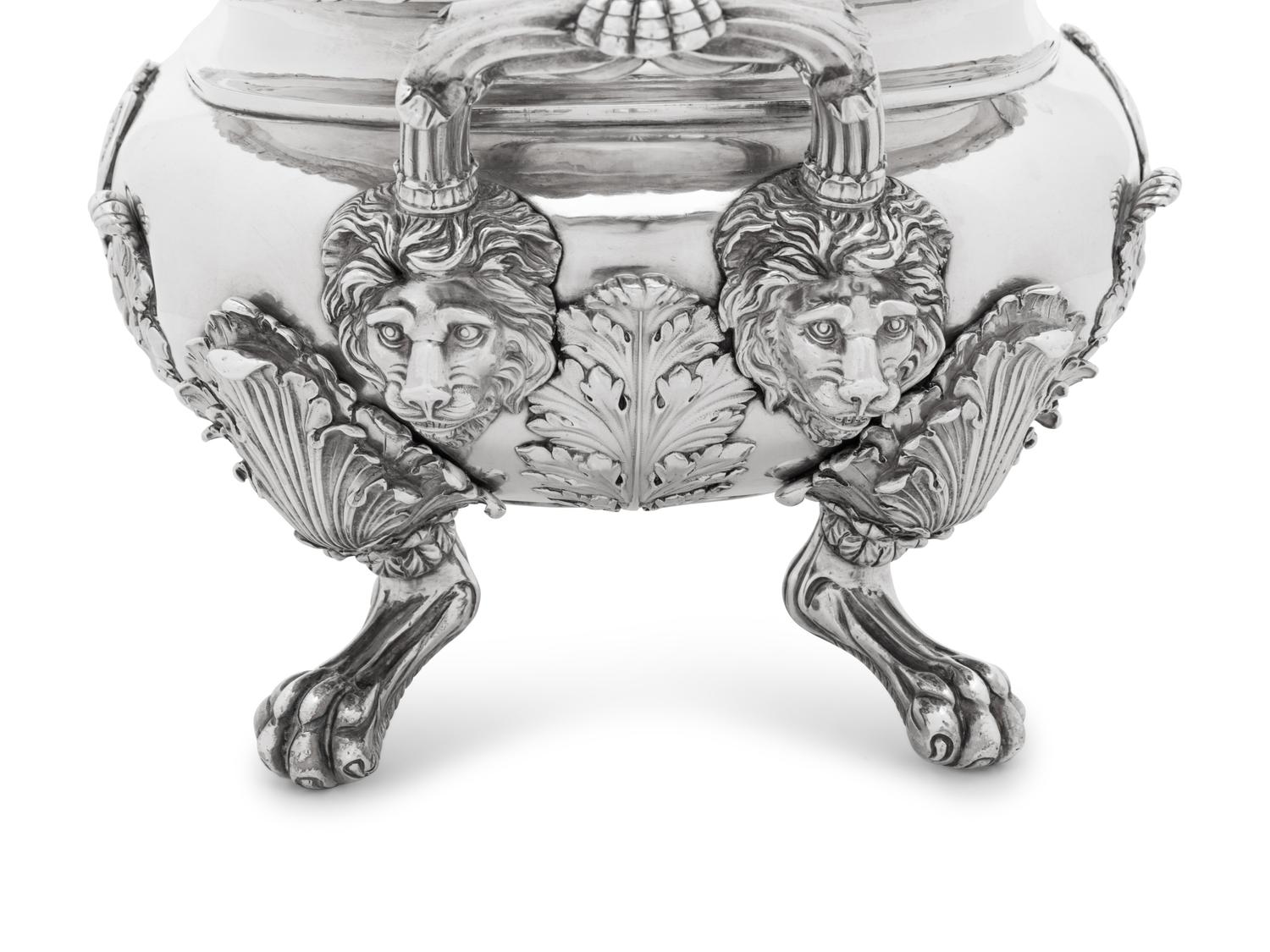 A William IV Silver Tureen with Cover and an American Coin Silver Soup Ladle