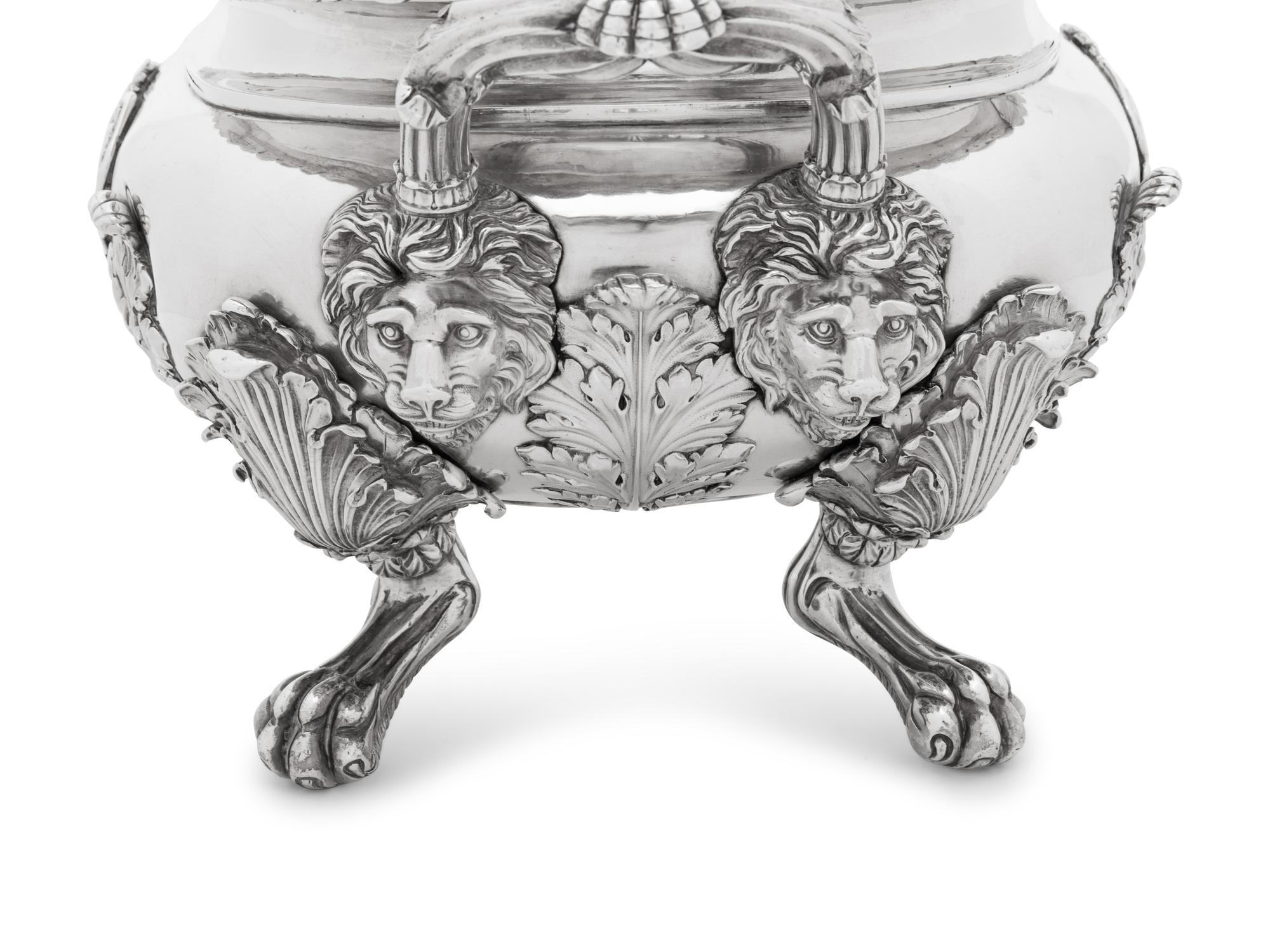 A William IV Silver Tureen with Cover and an American Coin Silver Soup Ladle