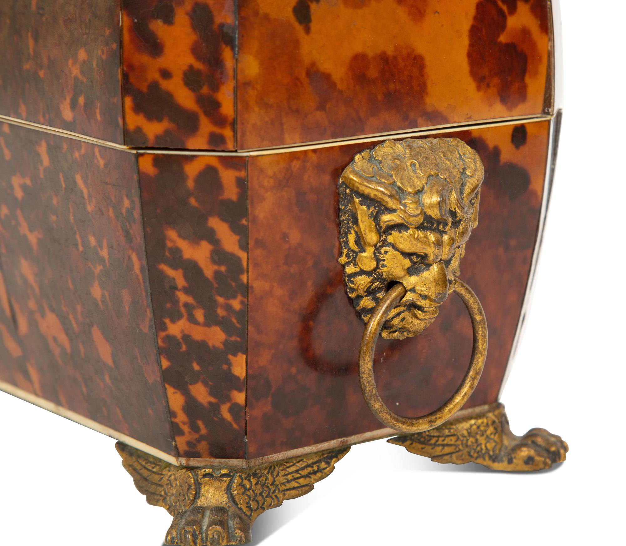 A Regency Tortoise Shell Veneered Tea Caddy
