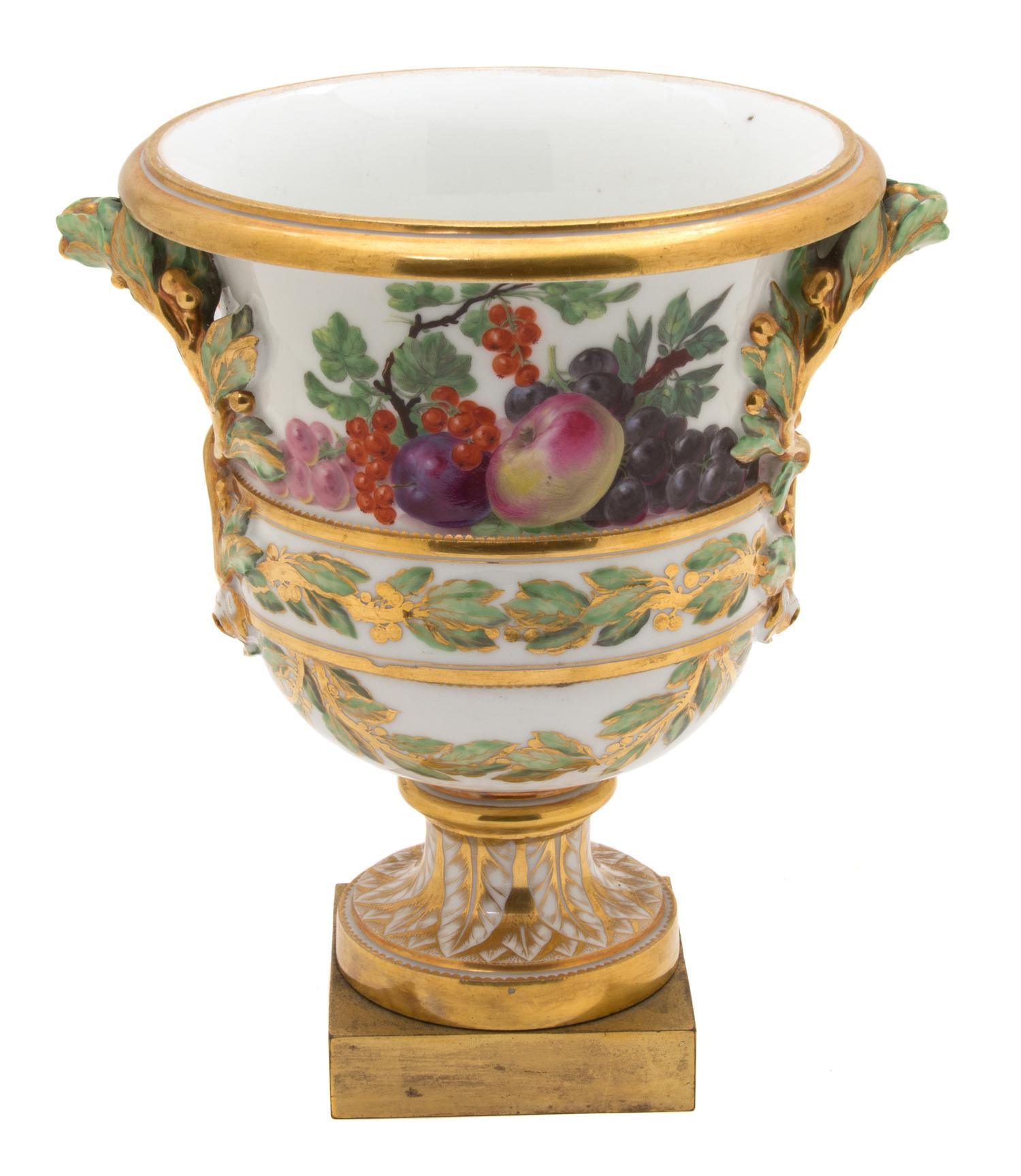 A Handpainted and Gilt Clignancourt Porcelain Urn Height 8 7/8 x width 6 7/8 inches. — CIRCA 1795