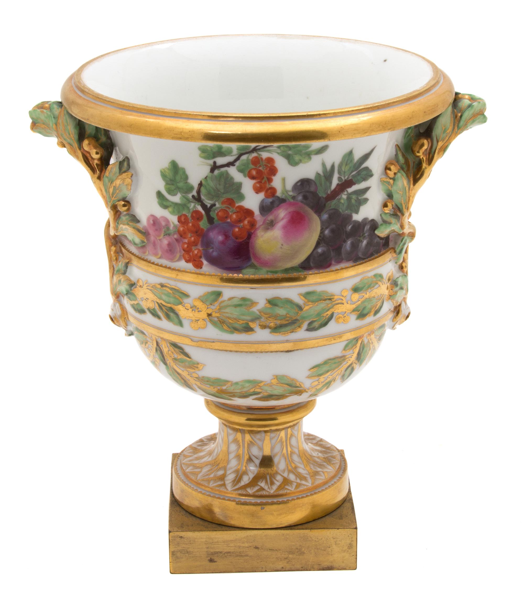 A Handpainted and Gilt Clignancourt Porcelain Urn Height 8 7/8 x width 6 7/8 inches. — CIRCA 1795