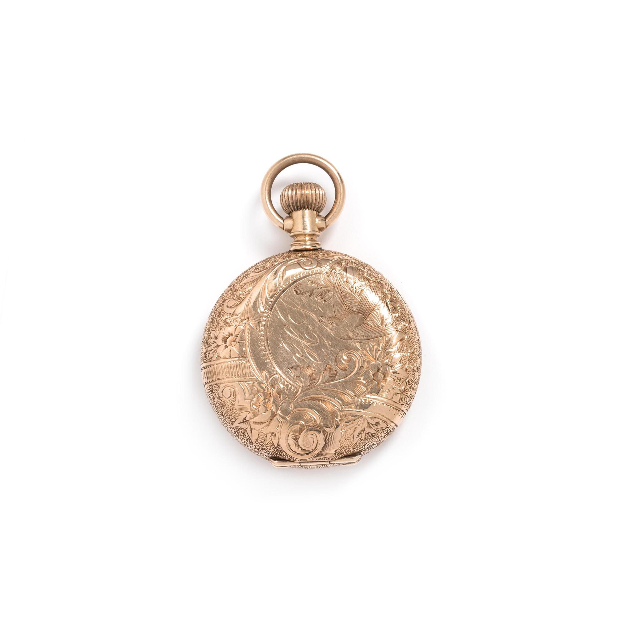 ELGIN, 14K YELLOW GOLD HUNTER CASE POCKET WATCH