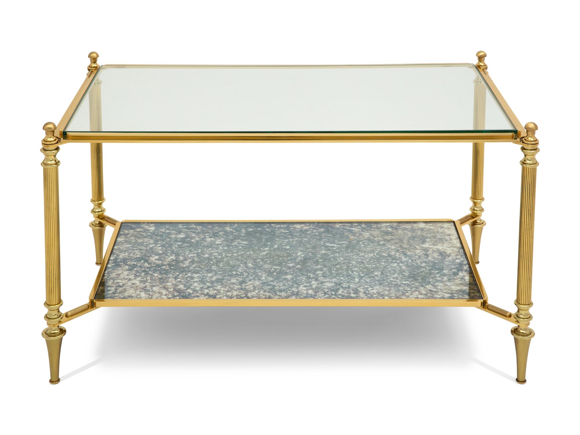 A Brass and Glass Cocktail Table