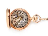 Patek Philippe, 18K Yellow Gold Hunter Case Chronograph Minute Repeater Pocket Watch, Circa 1886