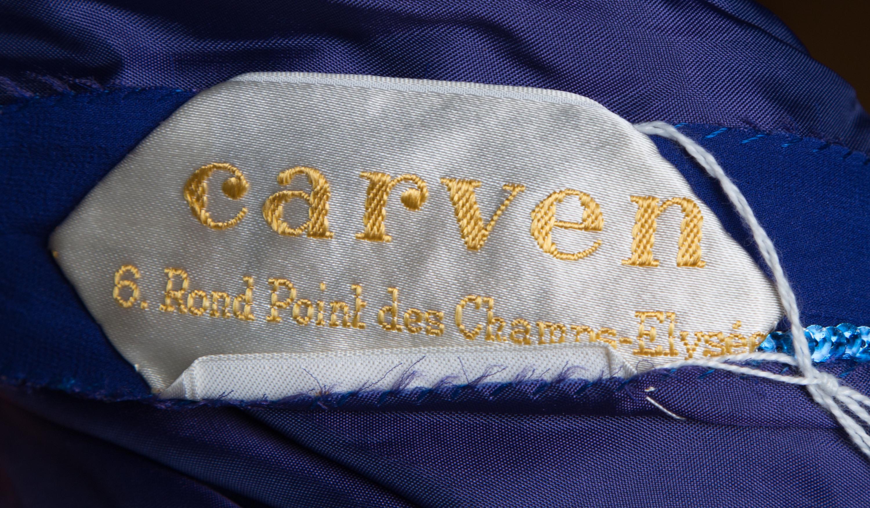 A Carven Royal Blue Blue Silk Skirt Evening Ensemble, No size.