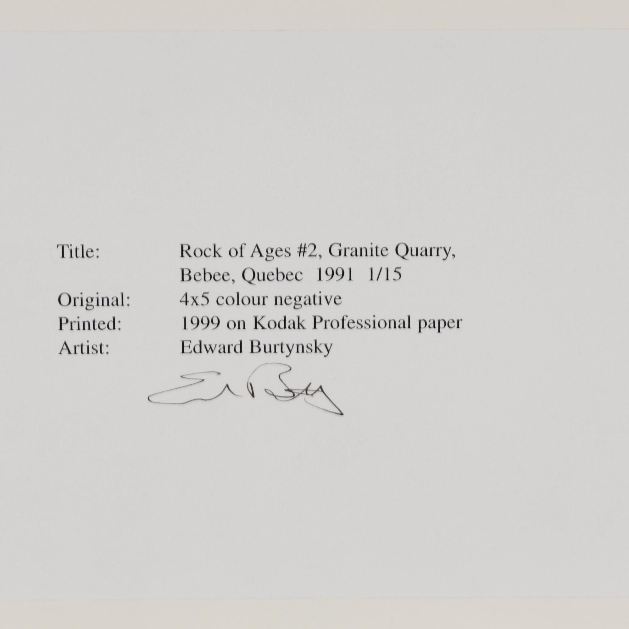 Rock of Ages #2, Granite Quarry, Bebee, Quebec , 1991; printed 1999