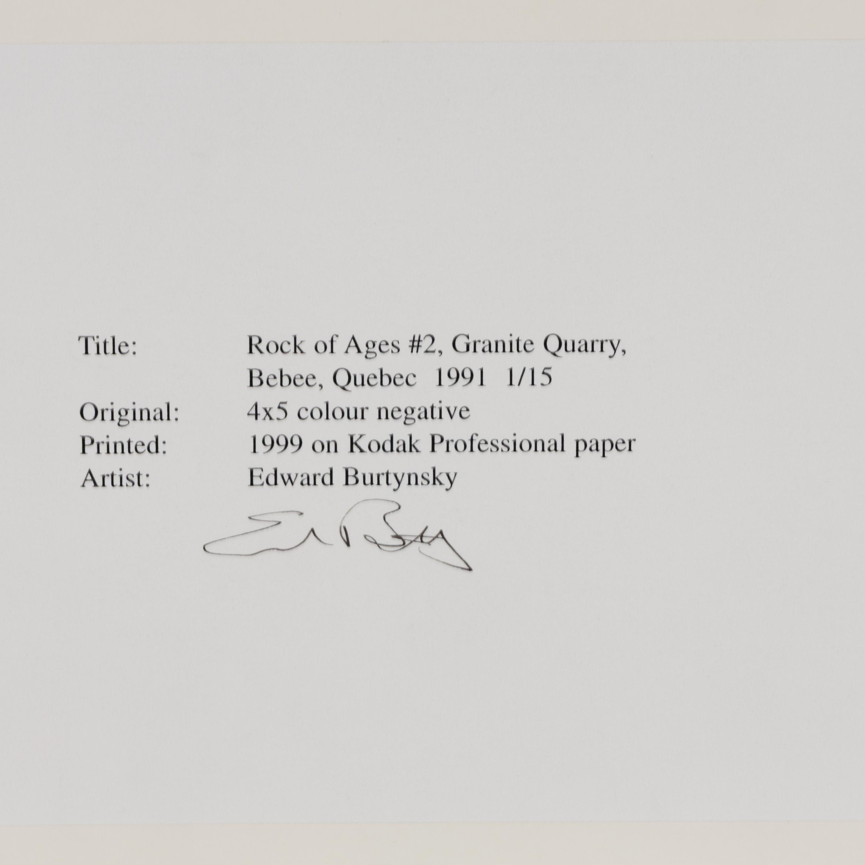 Rock of Ages #2, Granite Quarry, Bebee, Quebec , 1991; printed 1999