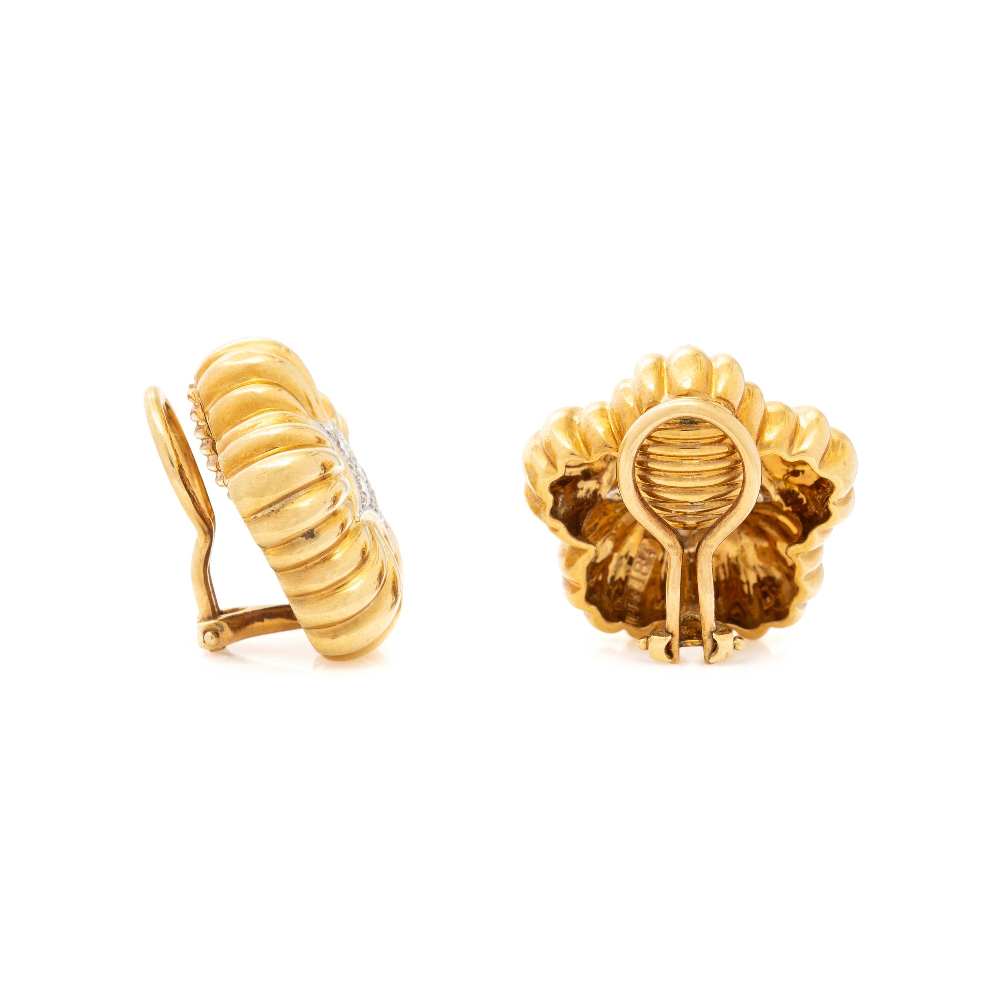 TURI, GOLD AND DIAMOND FLOWER EARRINGS