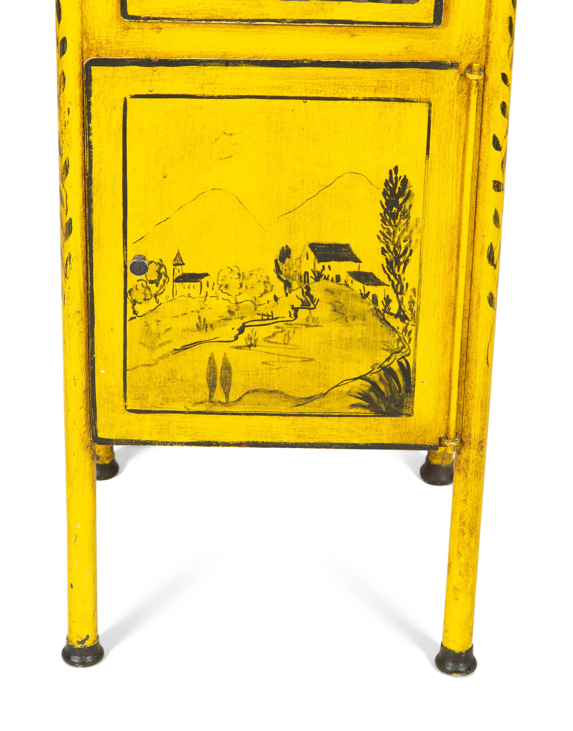 A Diminutive Tole Peinte Stand with Faux Marbled Top