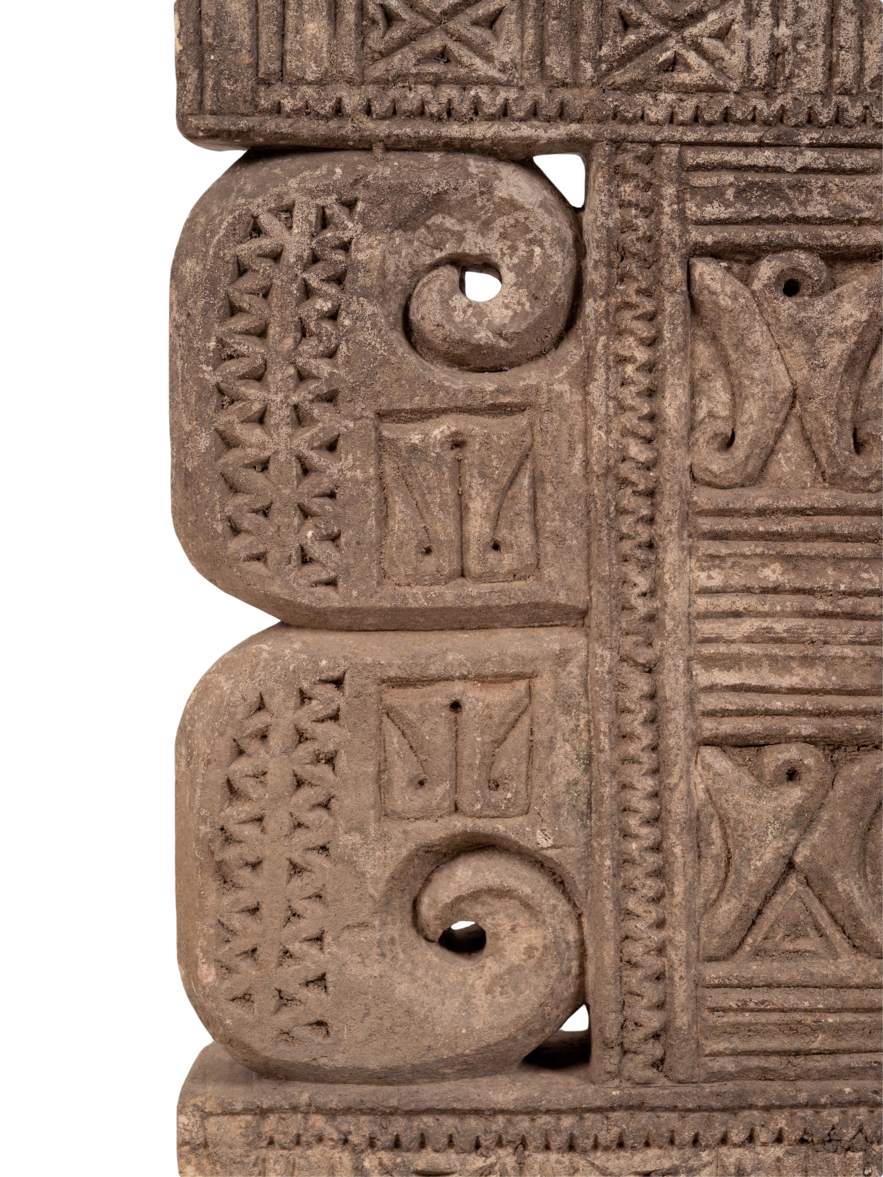 An Asian Relief Carved Stone Stele