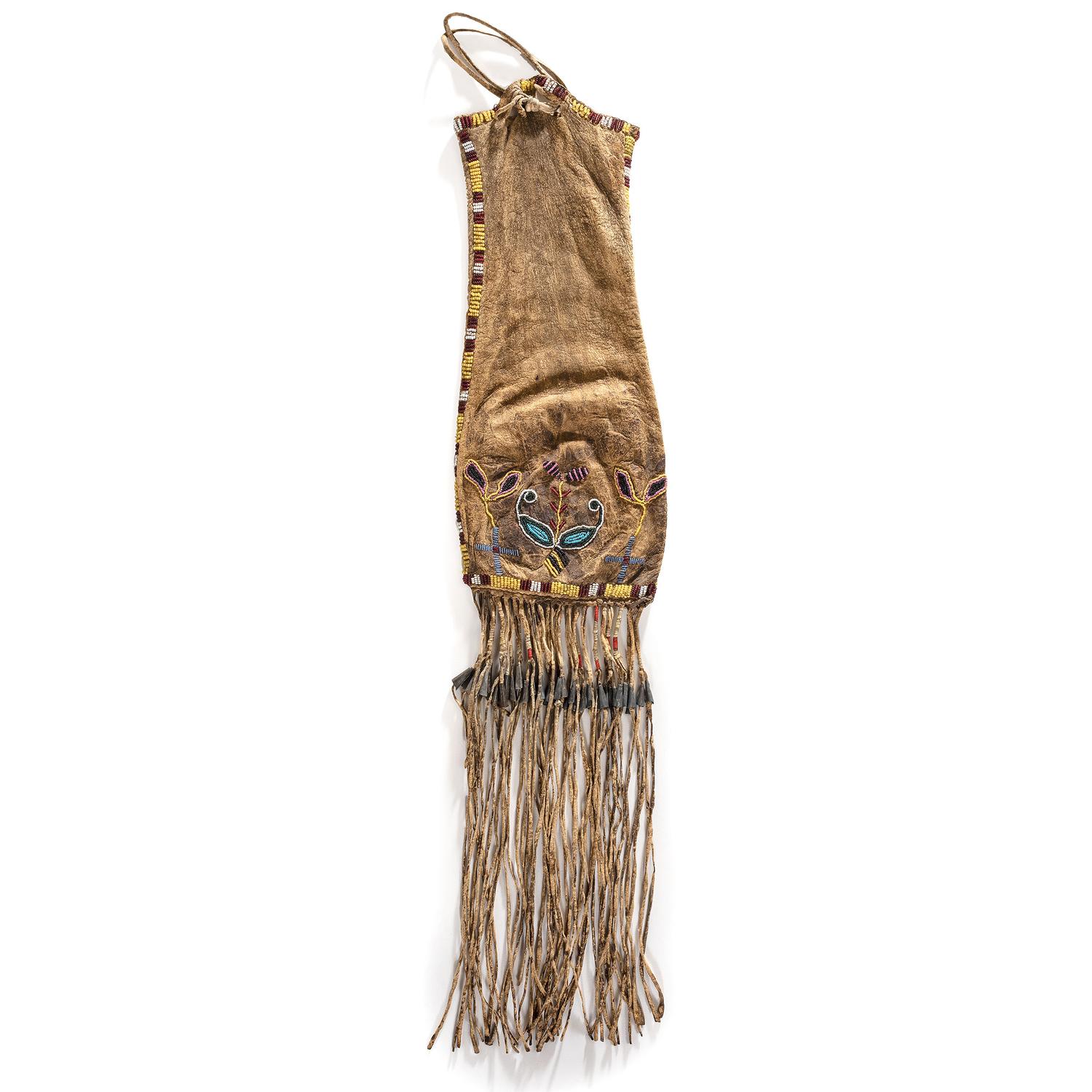 Early Santee Sioux Beaded Hide Tobacco Bag