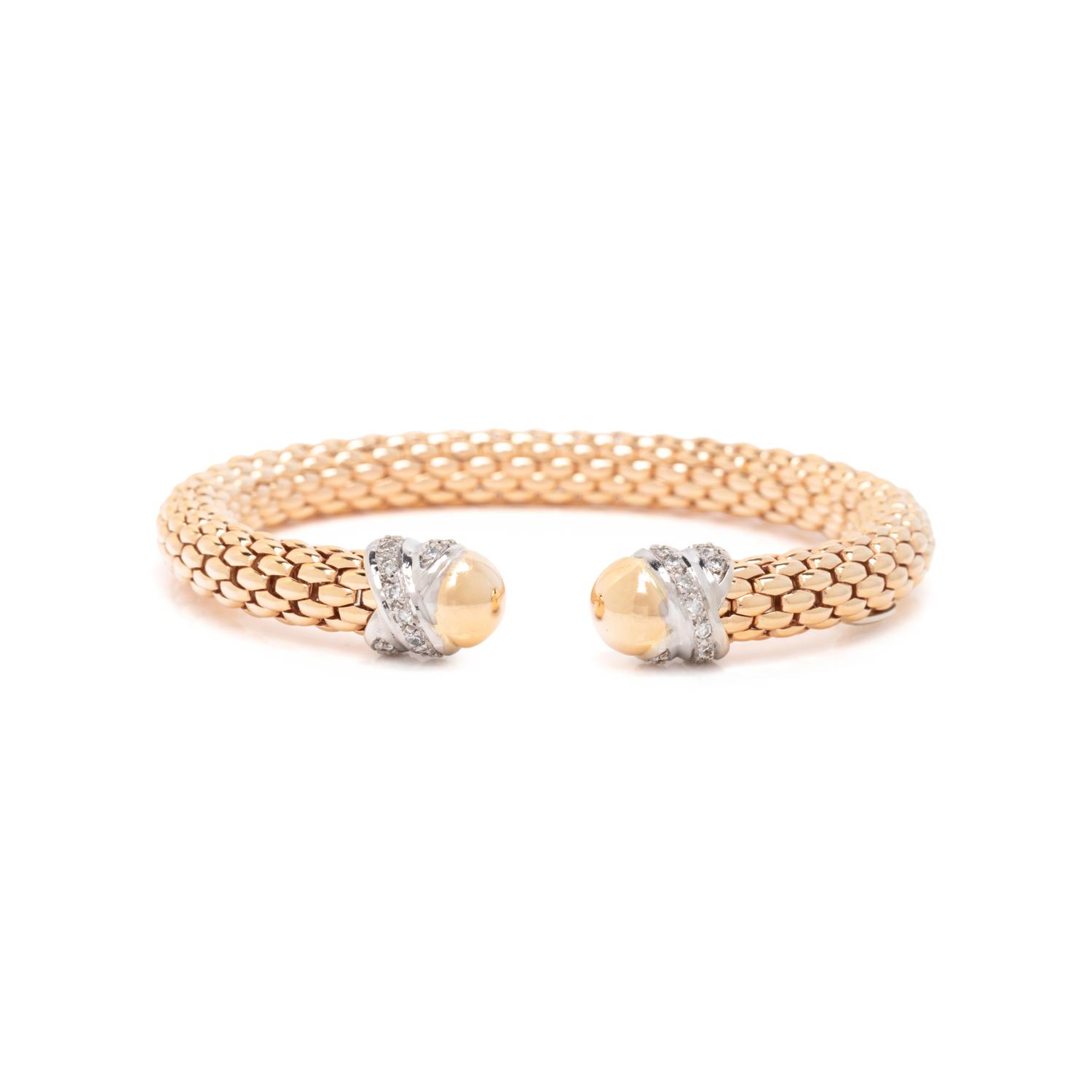 FOPE, BICOLOR GOLD AND DIAMOND CUFF BRACELET