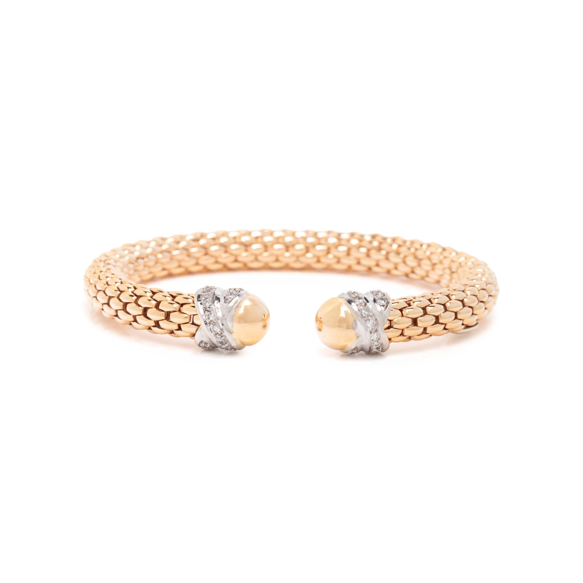 FOPE, BICOLOR GOLD AND DIAMOND CUFF BRACELET