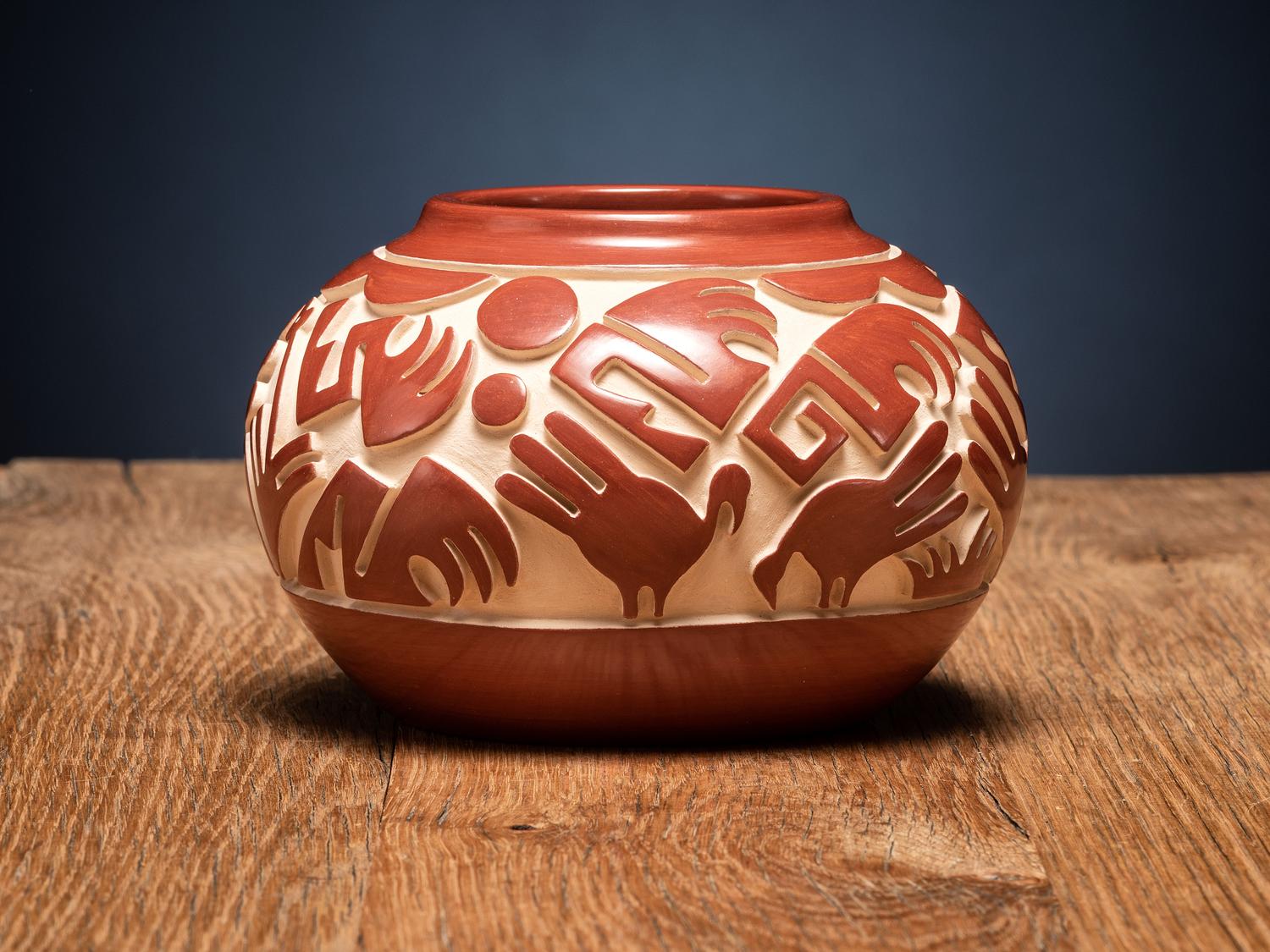 Redware Pottery Jar, with Turkeys