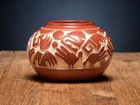 Redware Pottery Jar, with Turkeys
