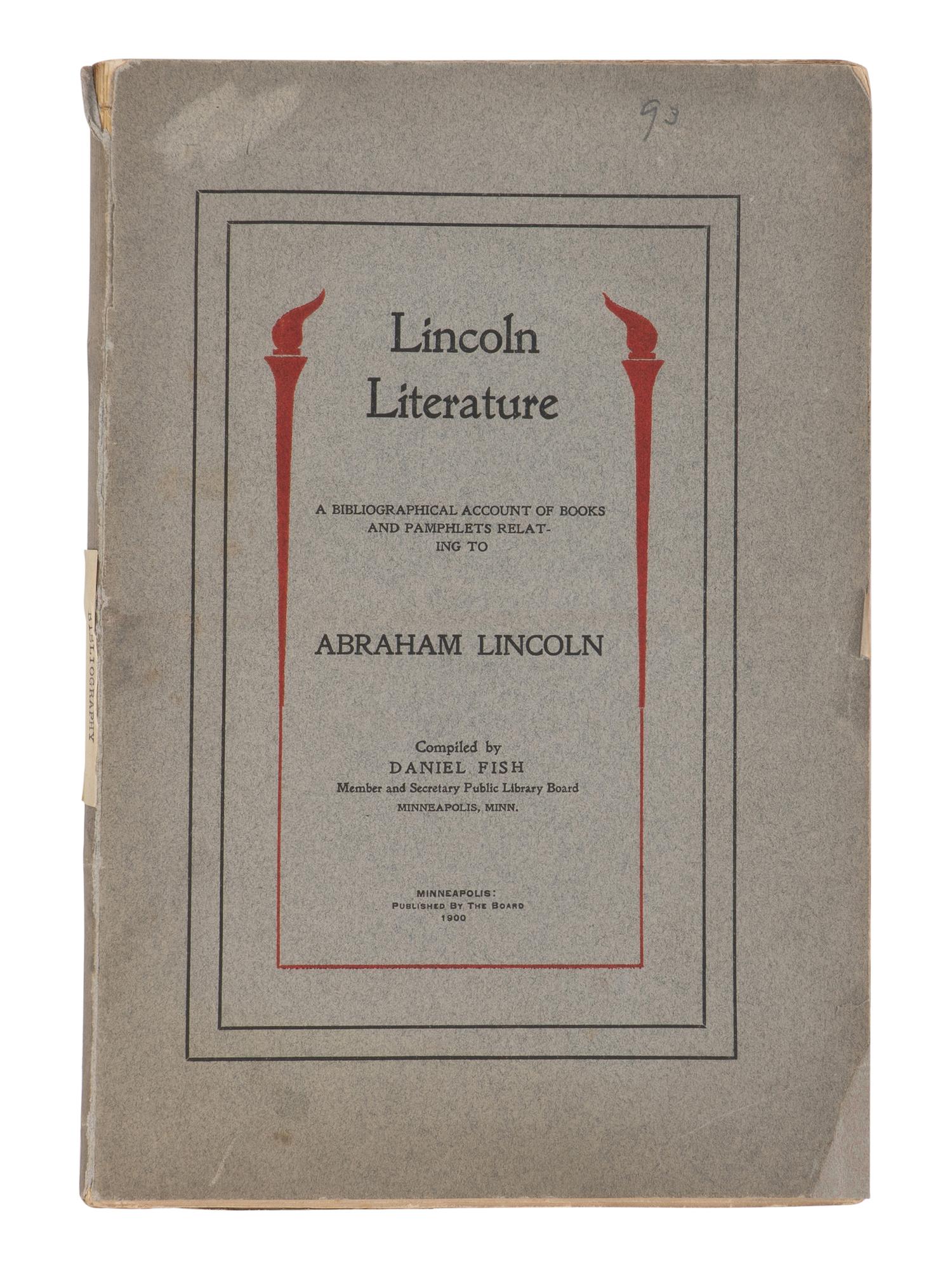 [LINCOLN, Robert Todd (1843-1926), his copies]. A pair of Abraham Lincoln bibliographies from Robert Todd's library, comprising: