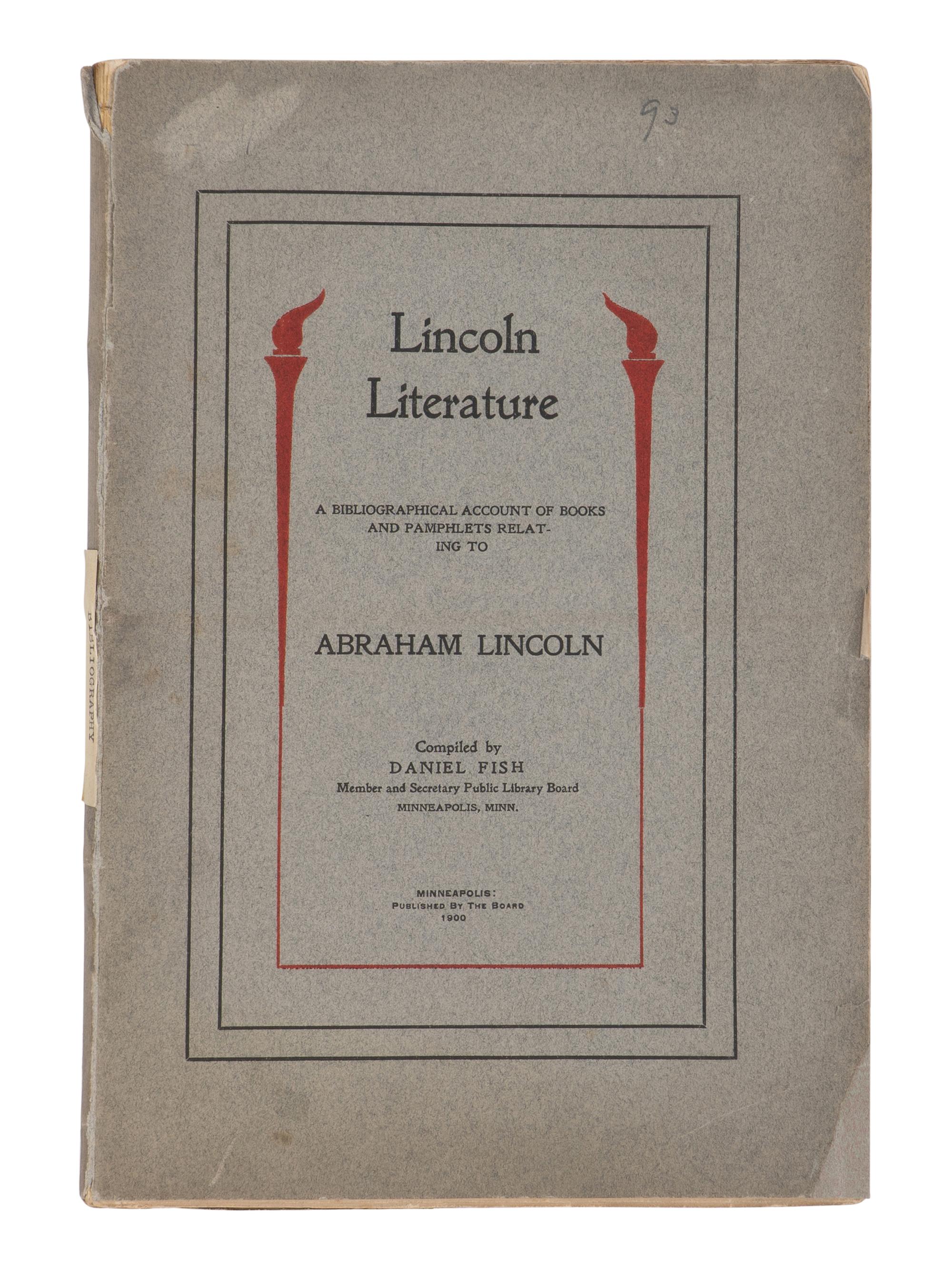 [LINCOLN, Robert Todd (1843-1926), his copies]. A pair of Abraham Lincoln bibliographies from Robert Todd's library, comprising: