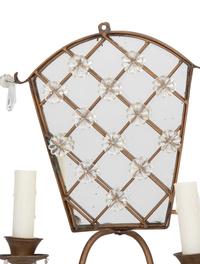A Pair of Italian Prism-Mounted Two-Light Sconces