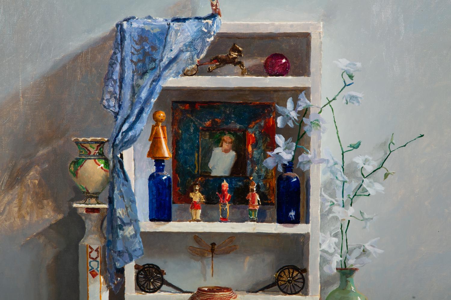 Untitled 'Still Life with Lace Runner and Shelf'