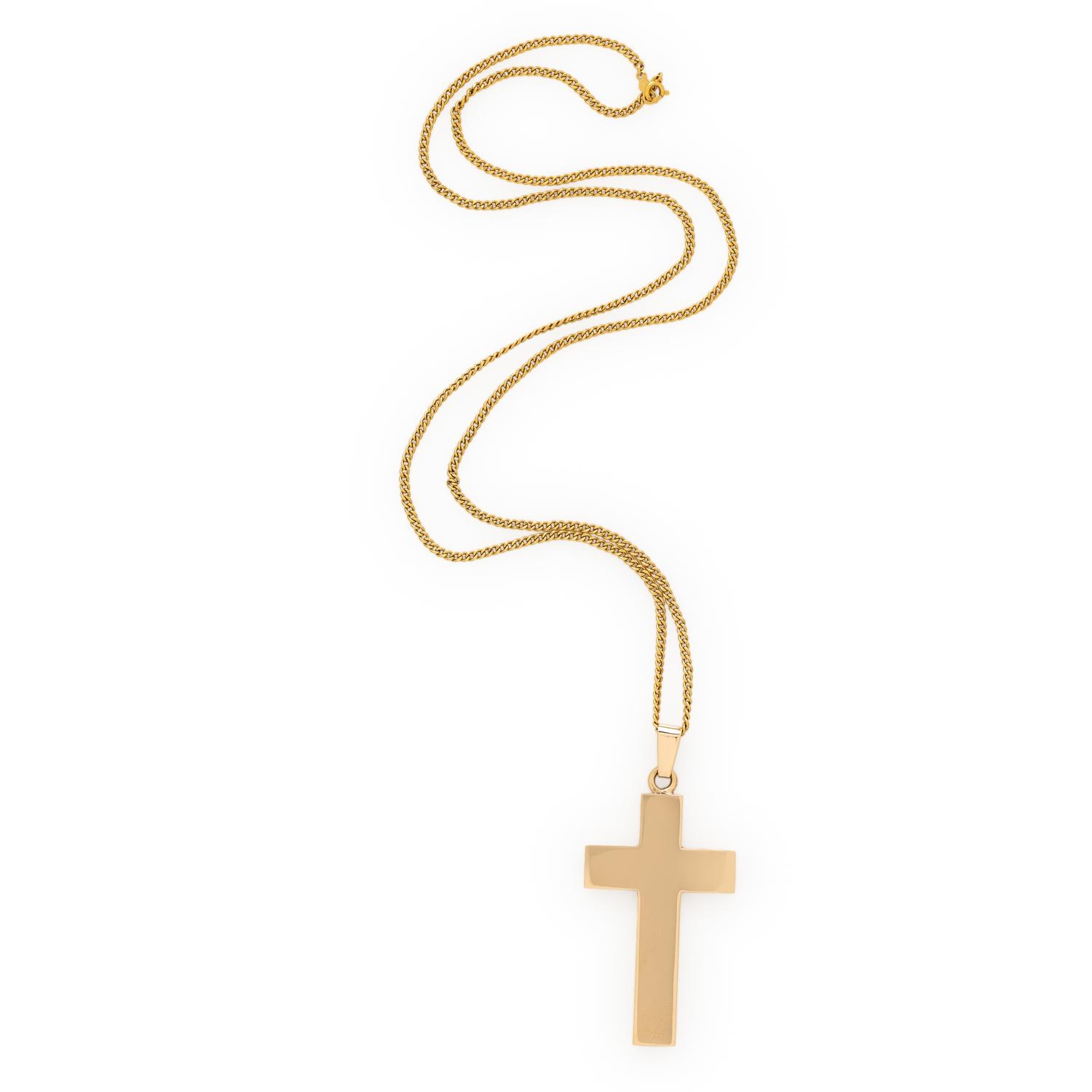 YELLOW GOLD CROSS PENDANT NECKLACE