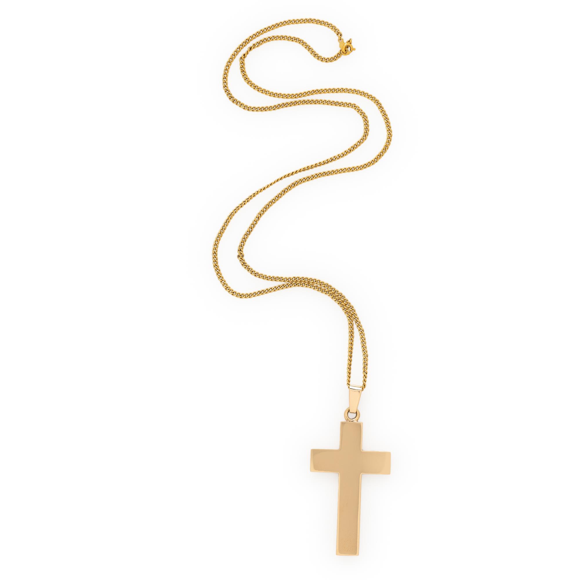 YELLOW GOLD CROSS PENDANT NECKLACE