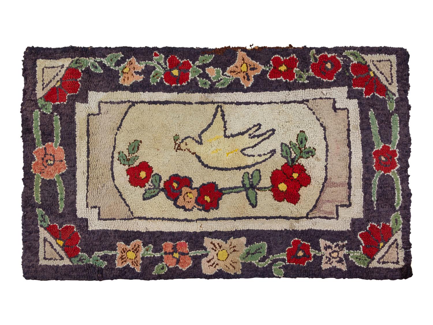 SENT TO COWANS: An American Dove of Peace Hooked Rug