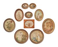 A collection of ten George III or Regency needlework pictures, late 18th / early 19th century