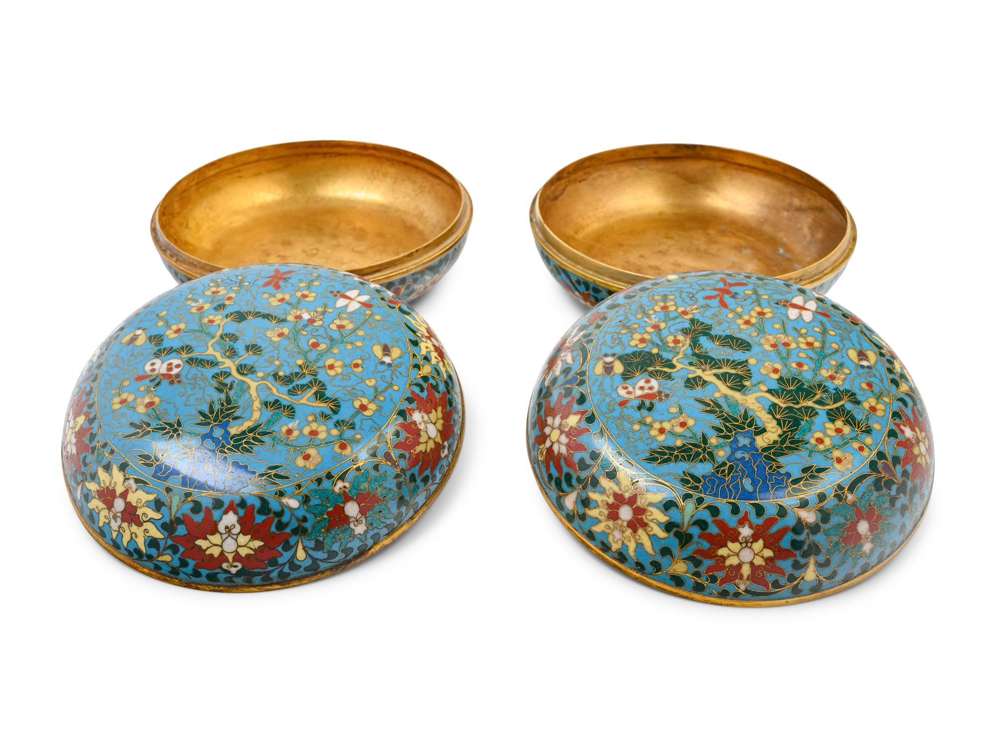 A Pair of Chinese Export Cloisonné Enamel Covered Boxes