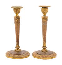 A Pair of Empire Style Gilt Metal Candlesticks