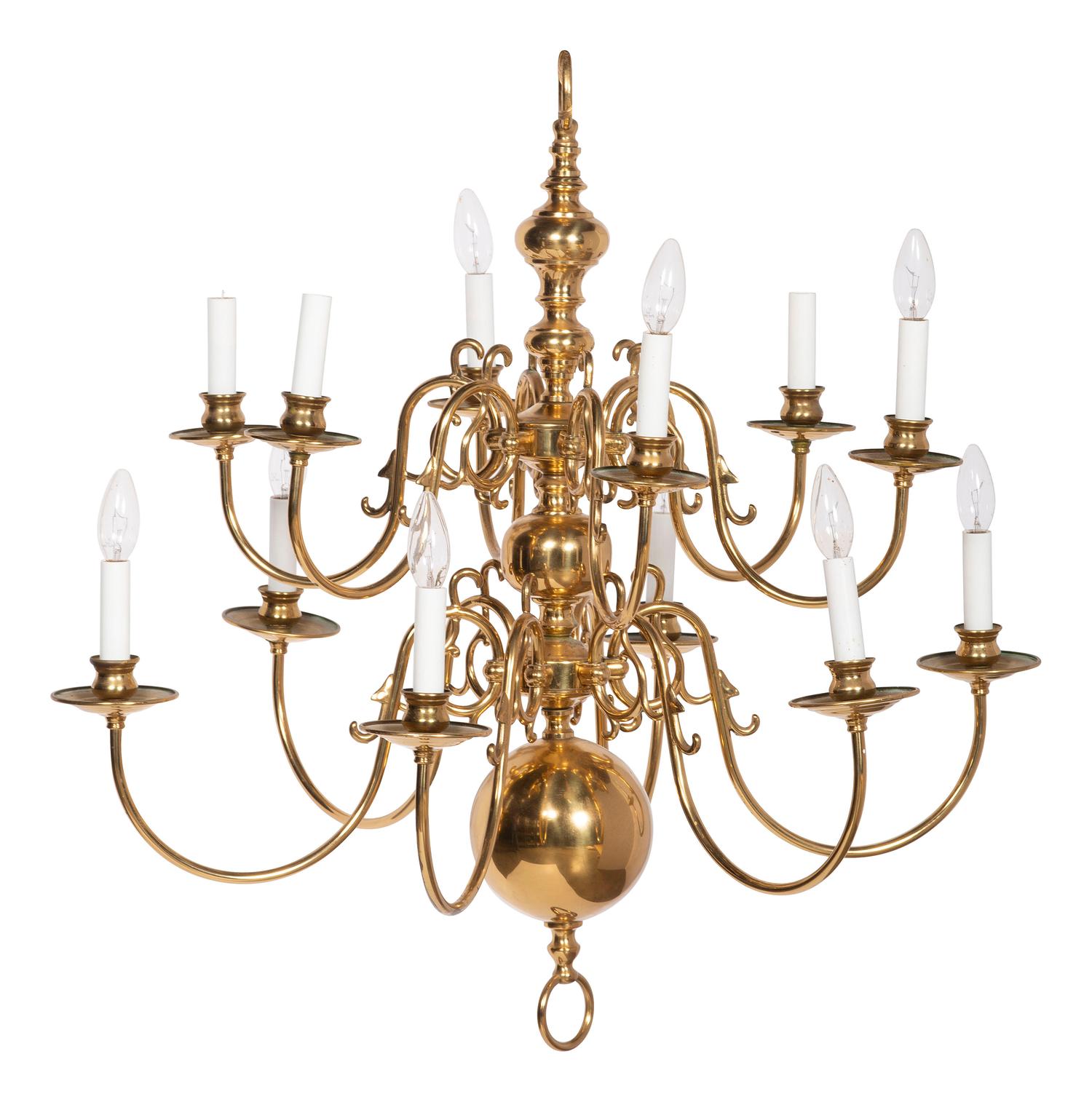 A Dutch Baroque Style Brass Chandelier
