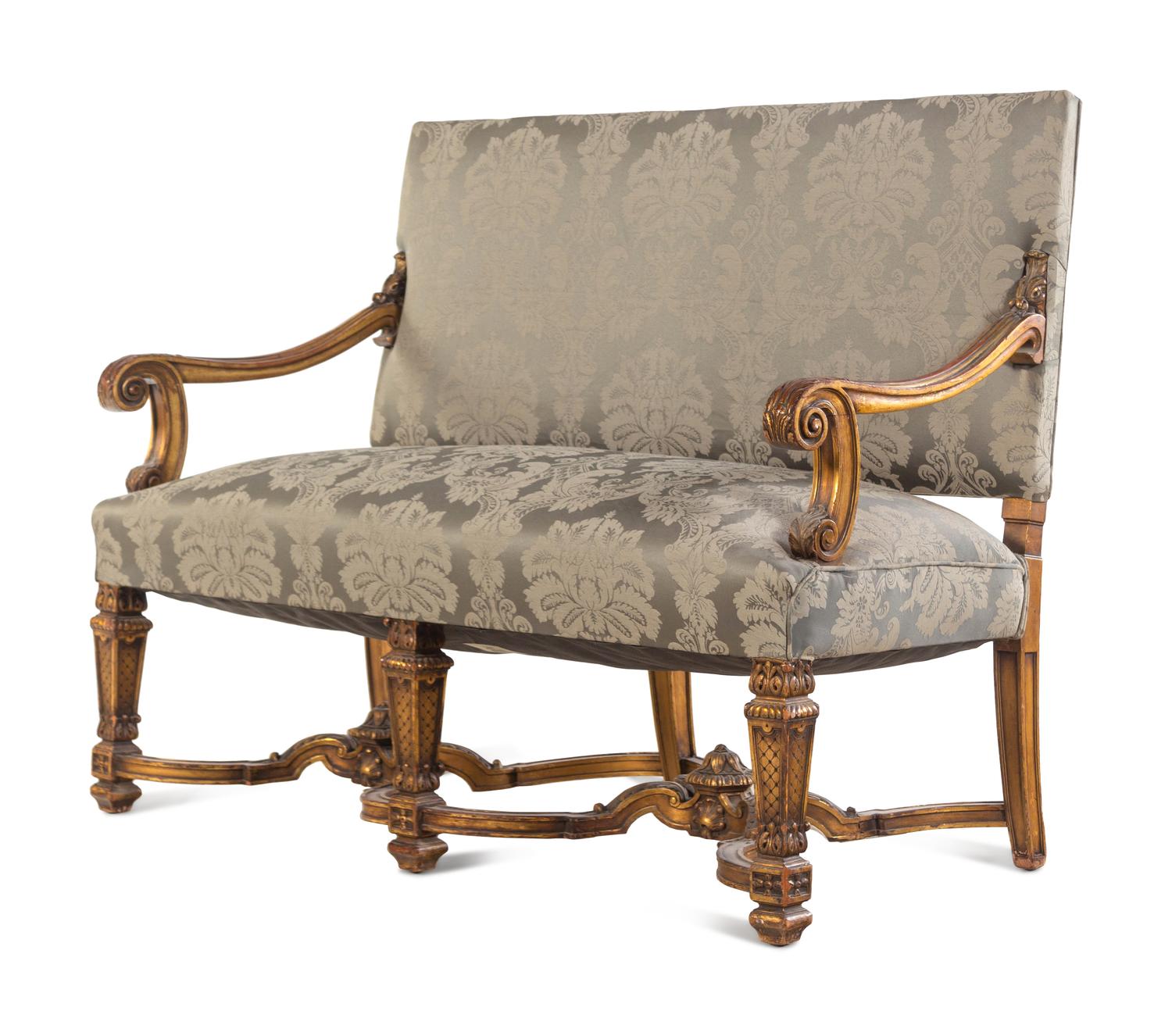 A Louis XIV Style Giltwood Settee