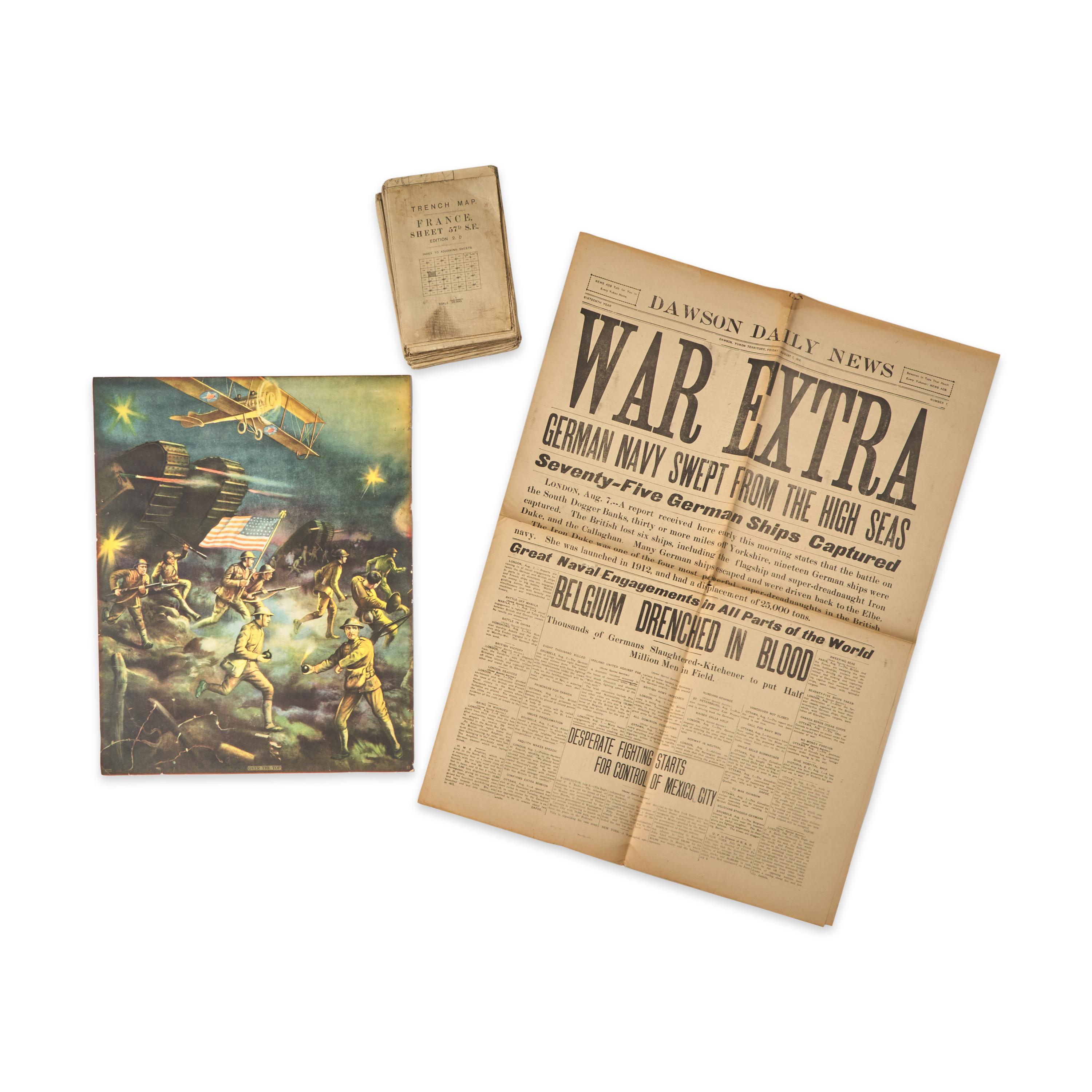 *[World War I] Group of 3 Items: Trench Map, Poster, Newspaper