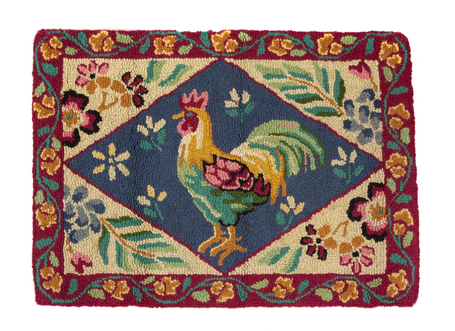 Two American Hooked Rugs and a Needlework Rug — 20TH CENTURY