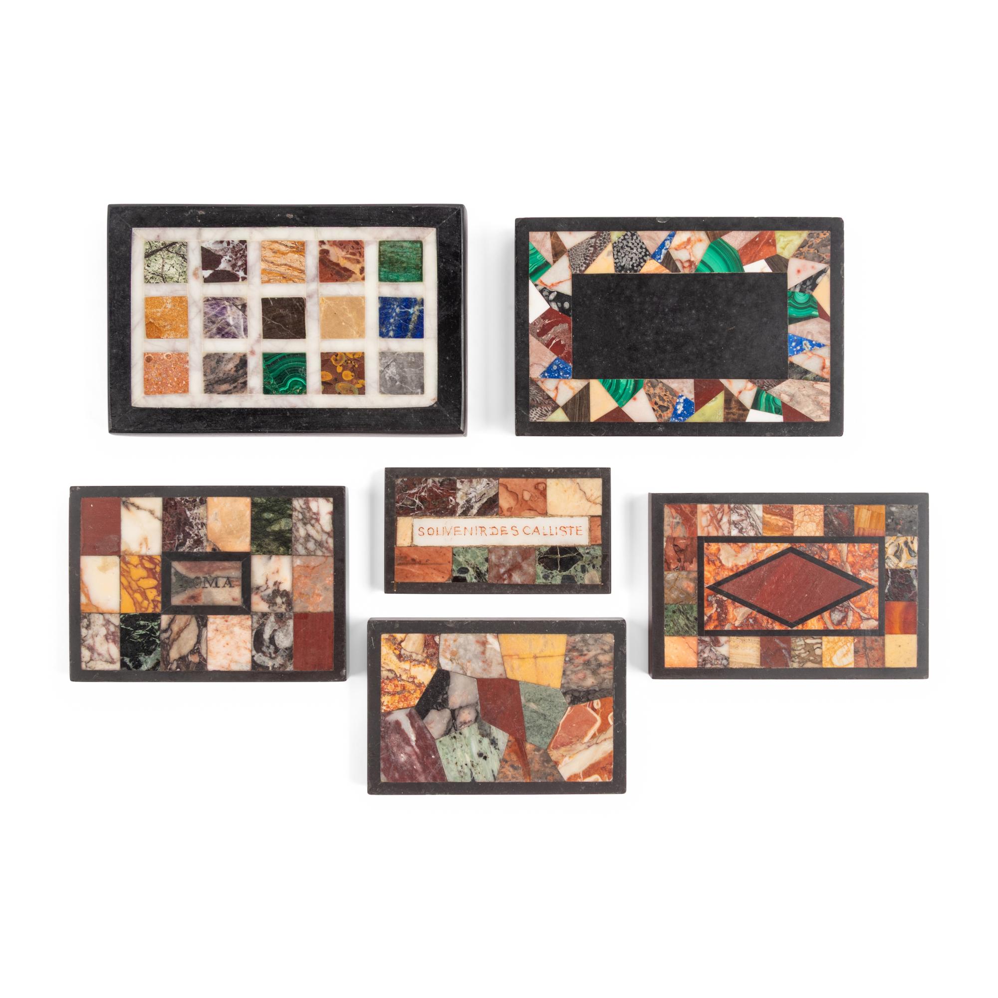 Six Rectangular Specimen Marble Paperweights