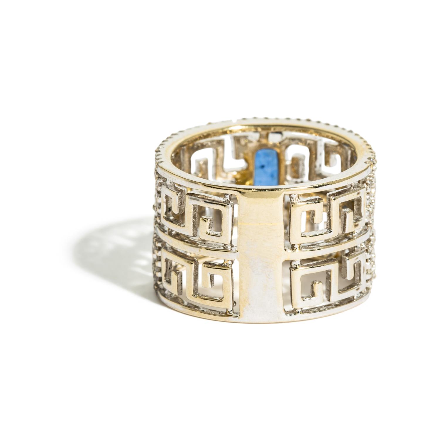 WHITE GOLD, SAPPHIRE, AND DIAMOND RING AND EARRINGS