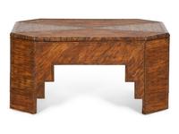 A Grain-Painted Rattan Low Table