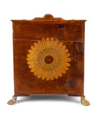 A Regency Marquetry and Mahogany Jewelry Cabinet Height 20 x width 17 3/4 x depth 11 3/4 inches. — 19TH CENTURY