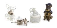 Four Figural Inkwells, Height of tallest 4 1/8 inches.