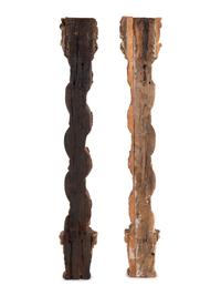 A Pair of Carved and Polychrome Painted Columns