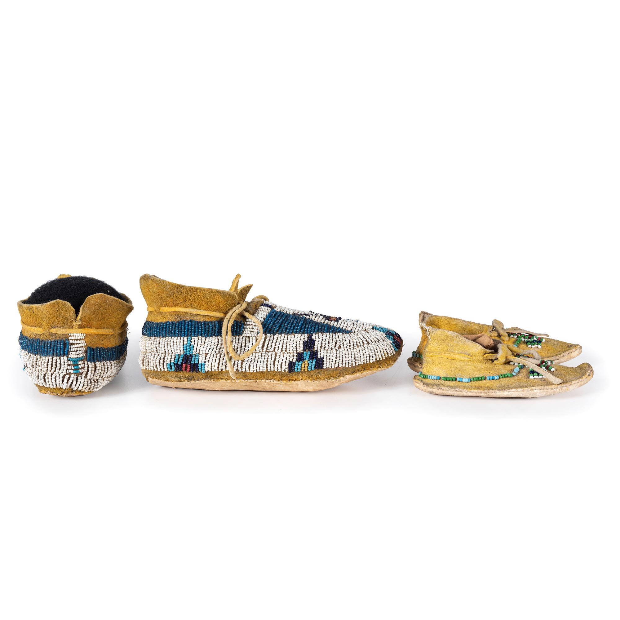 Cheyenne Infant's Beaded Hide Moccasins