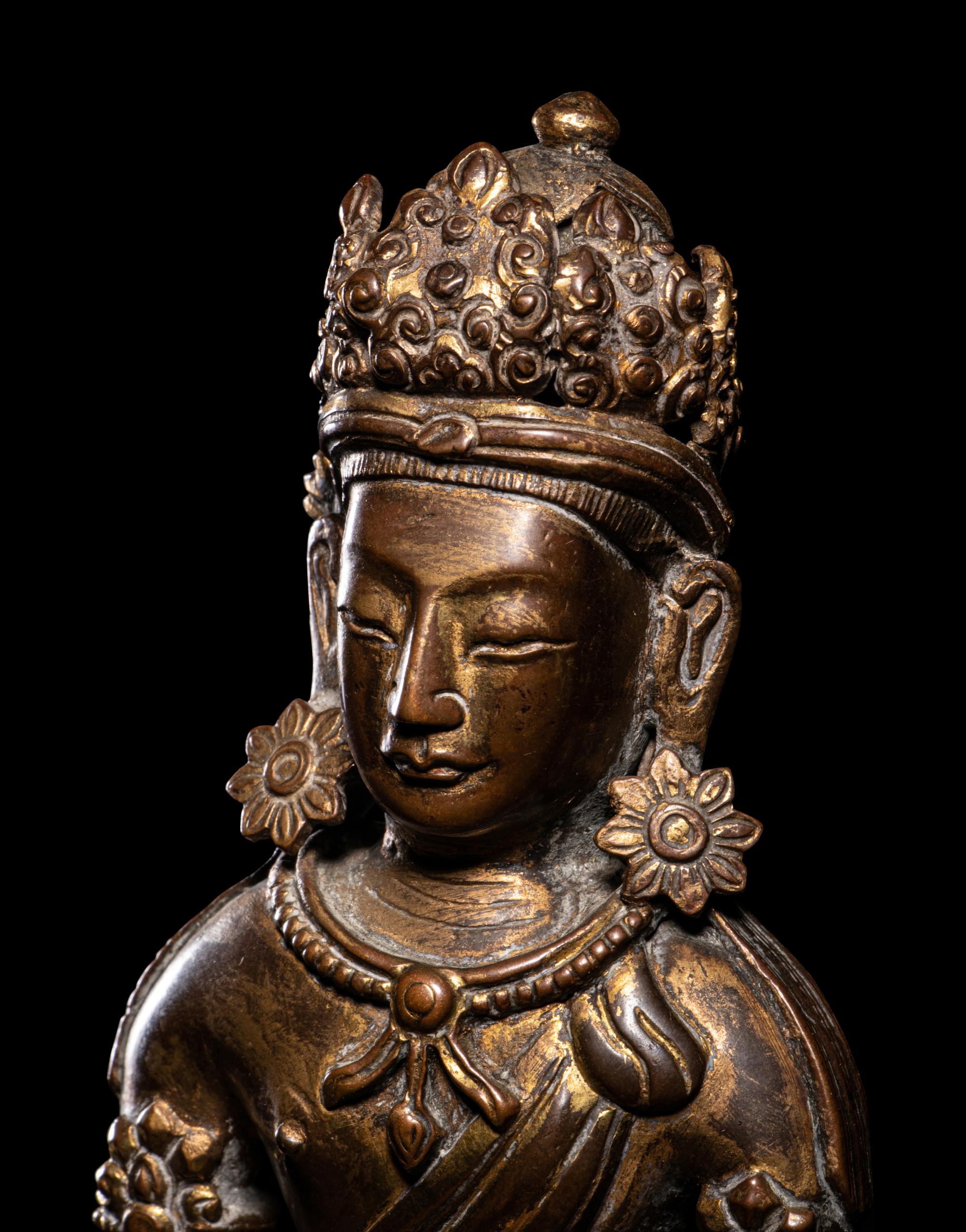 A Gilt Bronze Seated Figure of Amitayus