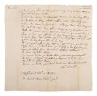 [REVOLUTIONARY WAR]. ARNOLD, Thomas (1740-1821). ALS. 5 October 1782. Addressed to Robert Barnett.