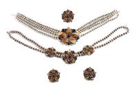Group of Southwest Style Silver, Agate and Onyx Jewelry Length of one necklace 13 1/2 inches