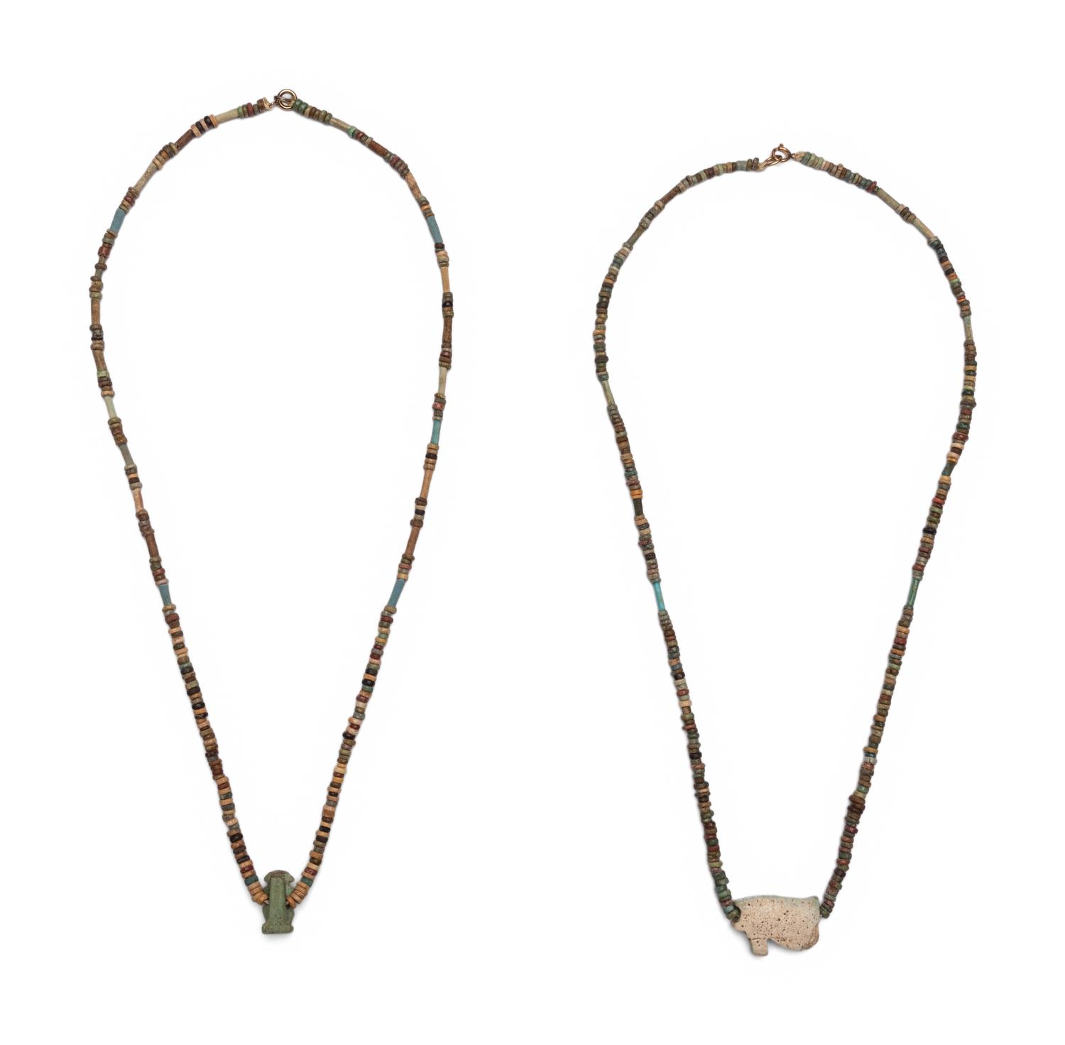 Two Egyptian Faience and Bead Necklaces