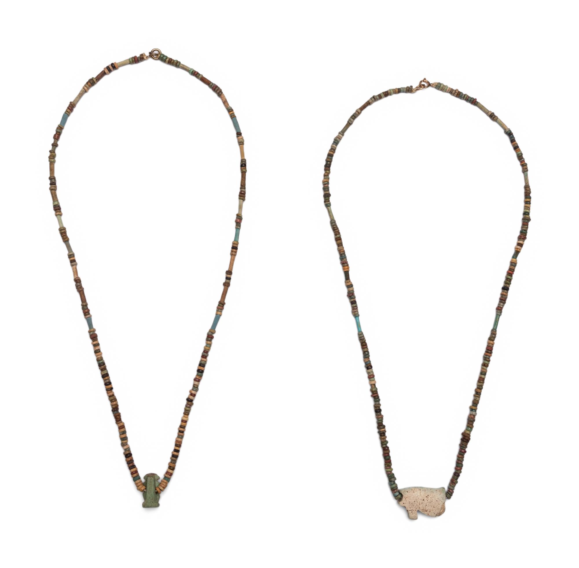 Two Egyptian Faience and Bead Necklaces