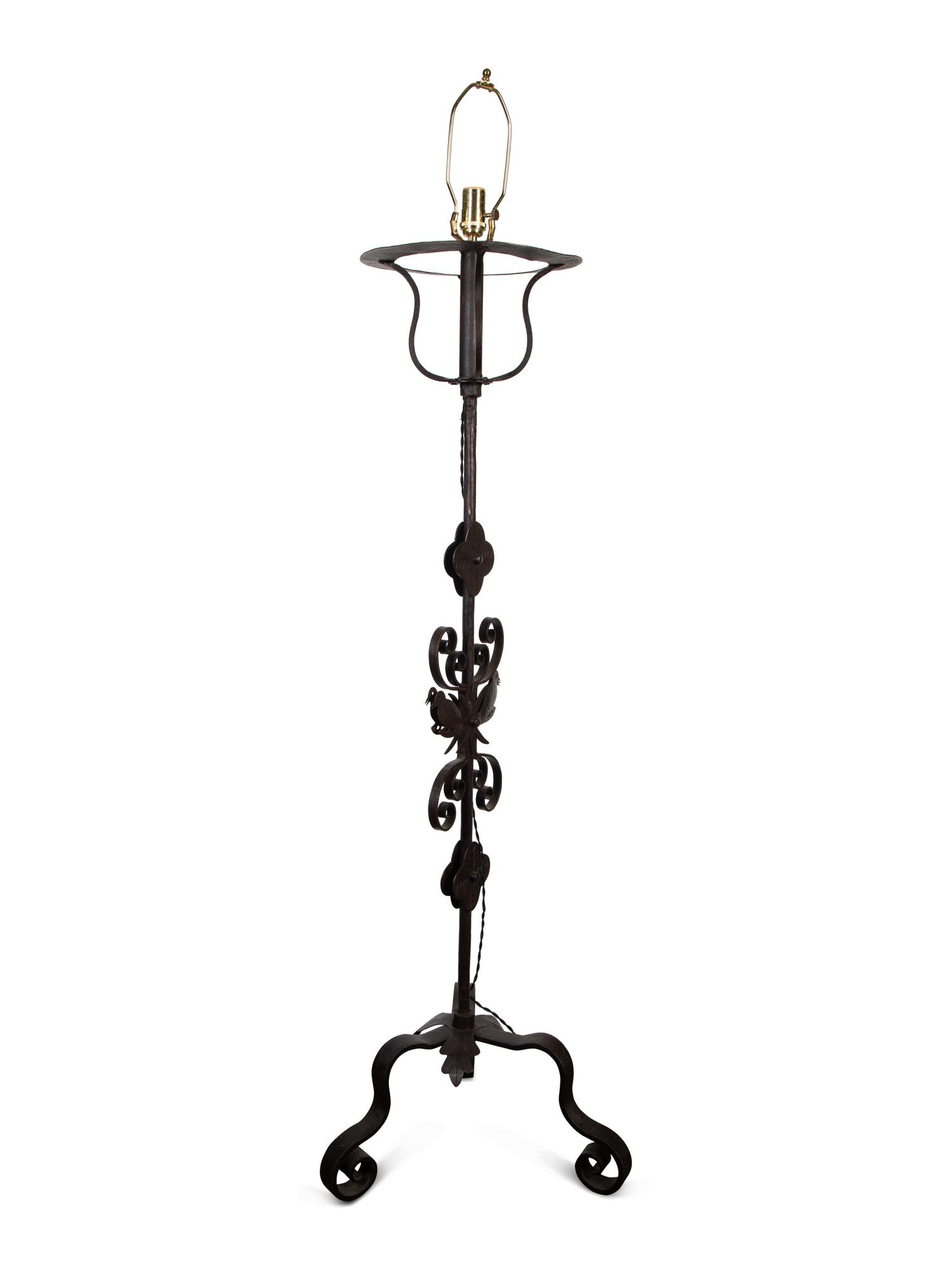 A Pair of Italian Wrought Iron Scrollwork Based Floor Lamps — 19th/20th Century