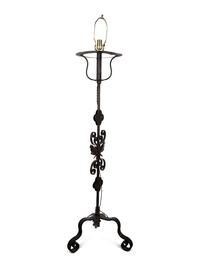 A Pair of Italian Wrought Iron Scrollwork Based Floor Lamps — 19th/20th Century