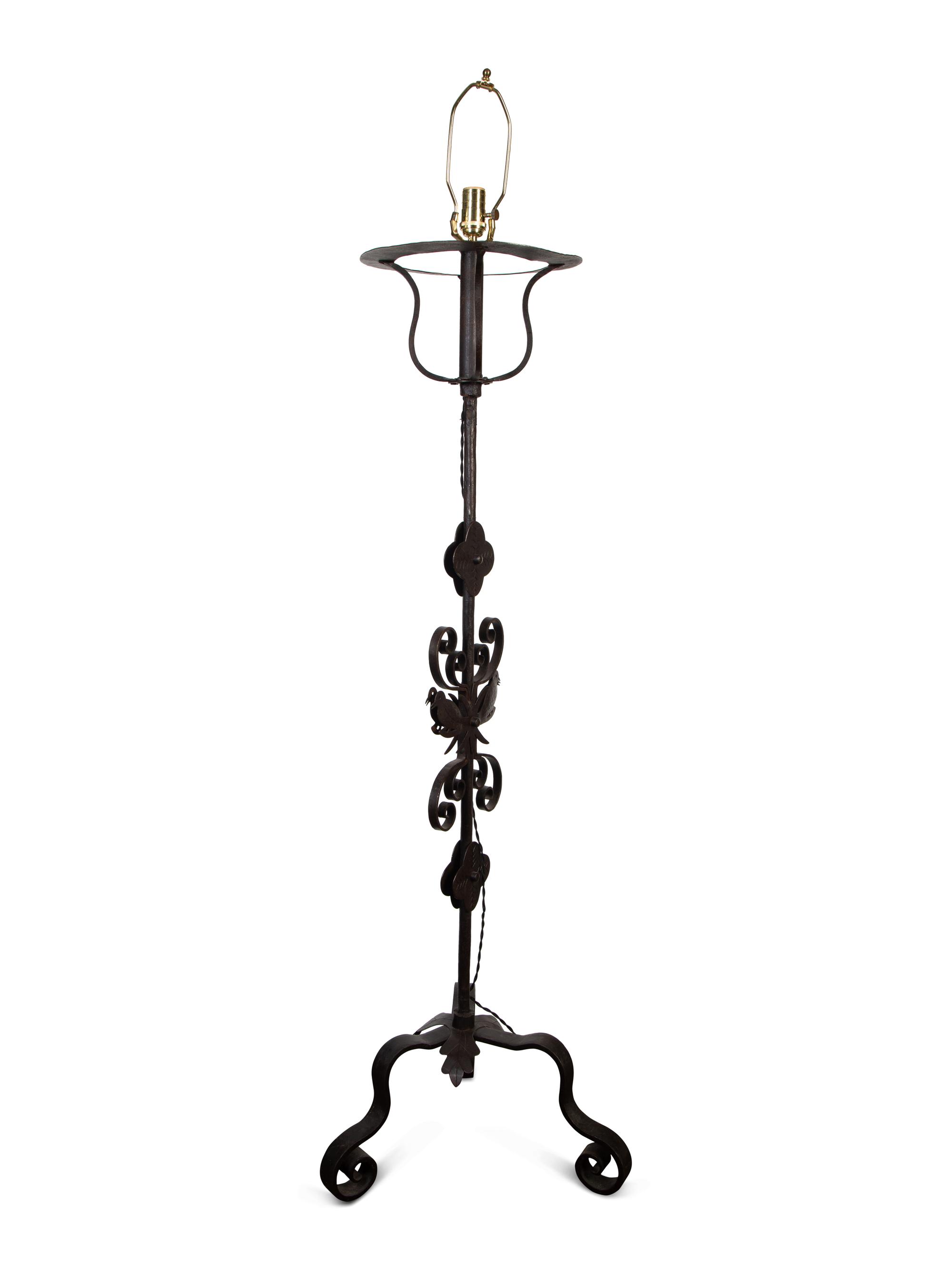 A Pair of Italian Wrought Iron Scrollwork Based Floor Lamps — 19th/20th Century